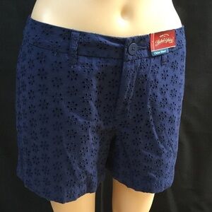 Faded Glory Chino Blue Eyelet Shorts